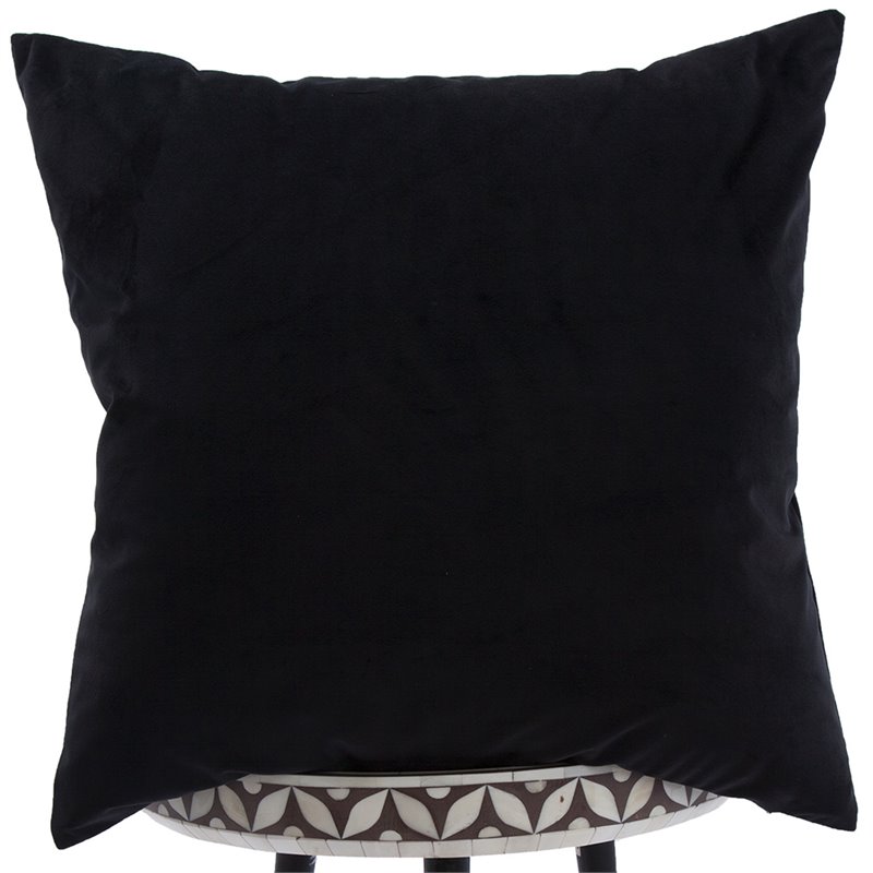 Maklaine Bohemian Chic Velvet Throw Pillow in Black
