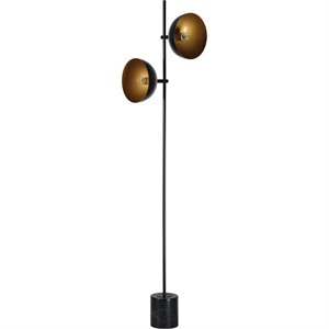 maklaine contemporary 2 light floor lamp in gold and matte black