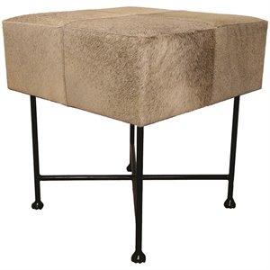 maklaine faux leather foot stool in rustic gray and black