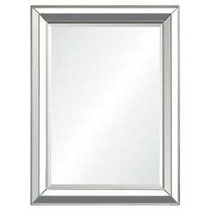 Maklaine 30&quot Modern Wood Framed Mirror in Silver Leaf