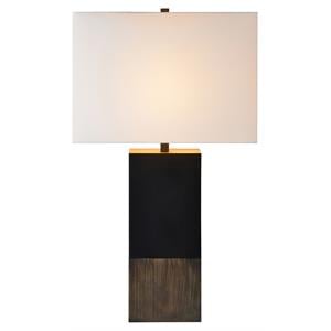 Maklaine 17&quot Modern 1-light Pine Wood Table Lamp in Natural and Matte Black