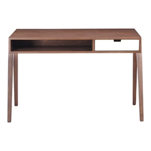 maklaine contemporary solid wood fir desk in walnut
