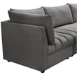 Maklaine Contemporary Velvet Modular Sectional with Deep Channel Tufting in Gray