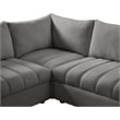 Maklaine Contemporary Velvet Modular Sectional with Deep Channel Tufting in Gray