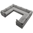 Maklaine Contemporary Velvet Modular Sectional with Deep Channel Tufting in Gray