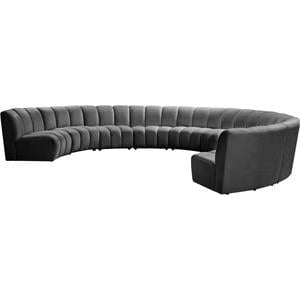 Maklaine 9-Piece Contemporary Velvet Modular Sectional in Gray