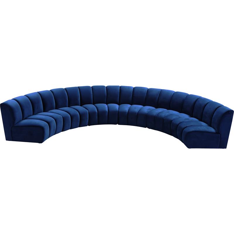 Maklaine 6-Piece Modular Contemporary Velvet Sectional Sofa in Navy