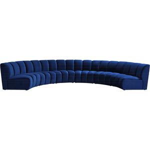 Maklaine 6-Piece Modular Contemporary Velvet Sectional Sofa in Navy