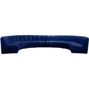 Maklaine 8-Piece Modular Contemporary Velvet Sectional Sofa in Navy