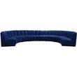Maklaine 8-Piece Modular Contemporary Velvet Sectional Sofa in Navy