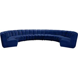 Maklaine 9-Piece Modular Contemporary Velvet Sectional Sofa in Navy