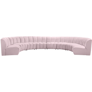 Maklaine 8-Piece Modular Contemporary Velvet Sectional Sofa in Pink