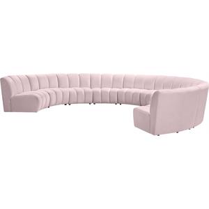 Maklaine 9-Piece Contemporary Velvet Modular Sectional in Pink
