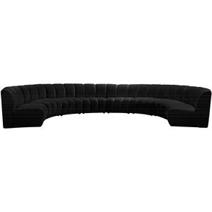 Maklaine 8-Piece Modular Contemporary Velvet Sectional Sofa in Black