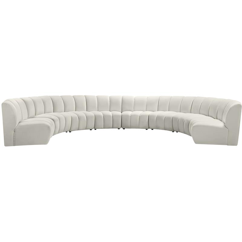 Maklaine 8-Piece Contemporary Velvet Modular Sectional in Cream