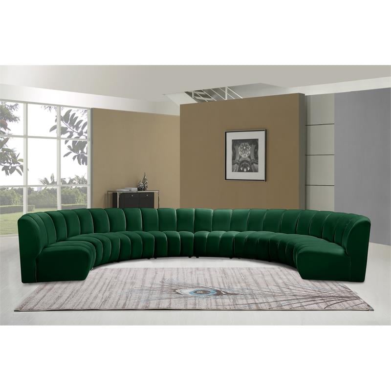 Maklaine 8-Piece Contemporary Velvet Modular Sectional in Green
