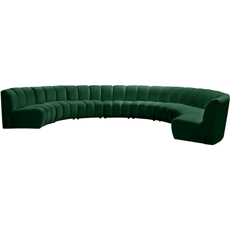 Maklaine 8-Piece Contemporary Velvet Modular Sectional in Green