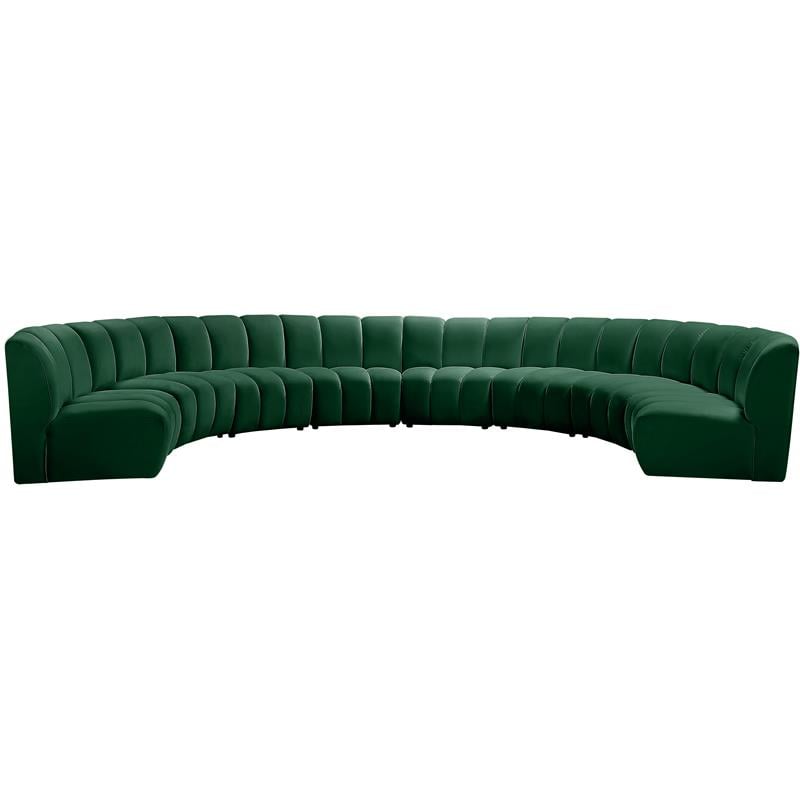 Maklaine 8-Piece Contemporary Velvet Modular Sectional in Green
