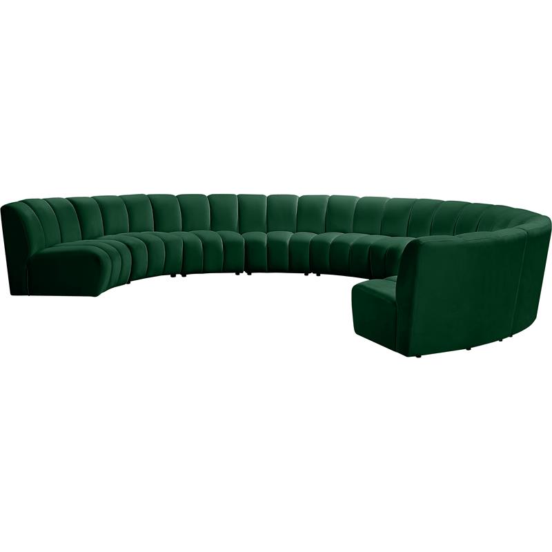 Maklaine 9-Piece Contemporary Velvet Modular Sectional in Green