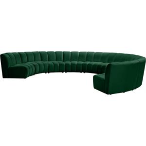 Maklaine 9-Piece Contemporary Velvet Modular Sectional in Green