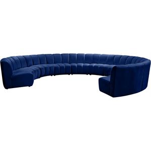 Maklaine 10-Piece Contemporary Velvet Modular Sectional in Navy