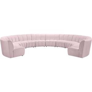 Maklaine 10-Piece Modular Contemporary Velvet Sectional Sofa - Pink