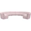 Maklaine 10-Piece Modular Contemporary Velvet Sectional Sofa - Pink