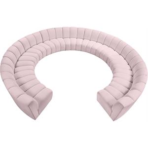 Maklaine 11-Piece Modular Contemporary Velvet Sectional Sofa in Pink