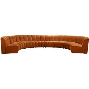 Maklaine 8-Piece Modular Contemporary Velvet Sectional Sofa in Mahogany
