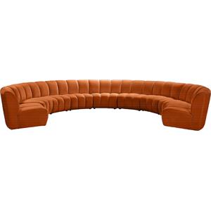 Maklaine 9-Piece Contemporary Velvet Modular Sectional in Mahogany