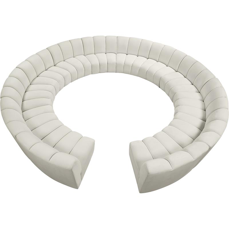 Maklaine 12-Piece Contemporary Velvet Modular Sectional in Cream