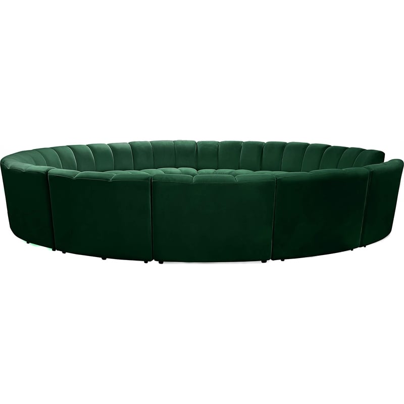Maklaine 12-Piece Contemporary Velvet Modular Sectional in Green