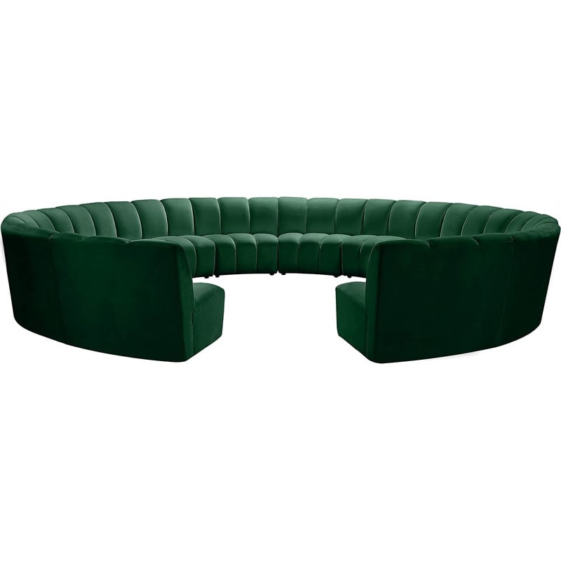 Maklaine 12-Piece Contemporary Velvet Modular Sectional in Green