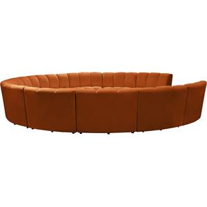 Maklaine 11-Piece Contemporary Velvet Modular Sectional in Mahogany