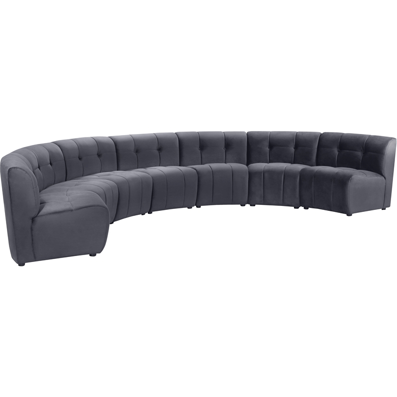 Maklaine 7-Piece Modular Contemporary Velvet Sectional Sofa in Gray