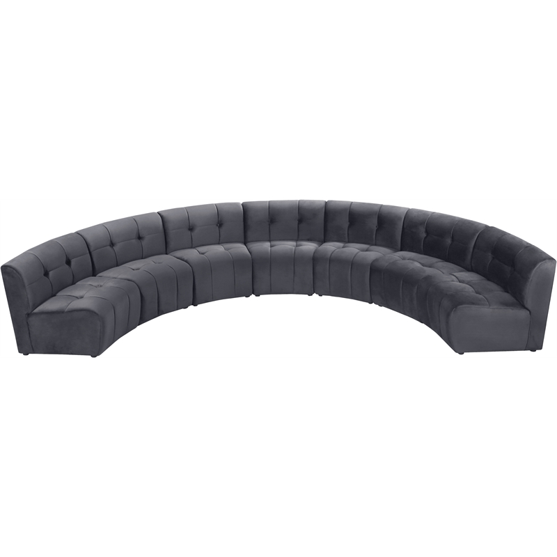 Maklaine 7-Piece Modular Contemporary Velvet Sectional Sofa in Gray