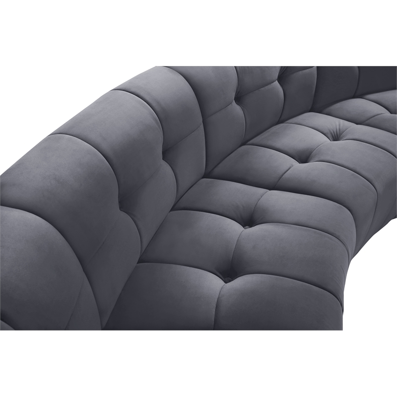 Maklaine 7-Piece Modular Contemporary Velvet Sectional Sofa in Gray