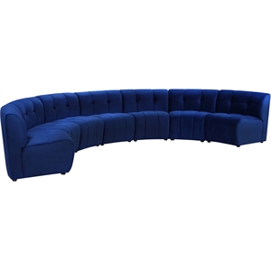 Maklaine 7-Piece Modular Contemporary Velvet Sectional Sofa in Navy