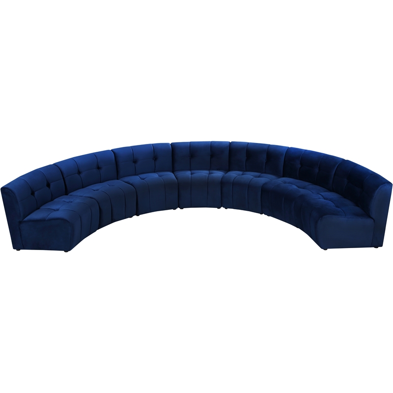 Maklaine 7-Piece Modular Contemporary Velvet Sectional Sofa in Navy