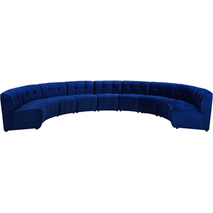 Maklaine 9-Piece Modular Contemporary Velvet Sectional Sofa - Navy
