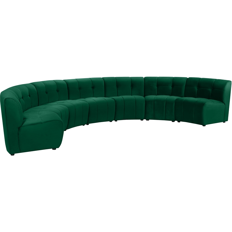 Maklaine 7-Piece Modular Contemporary Velvet Sectional Sofa in Green
