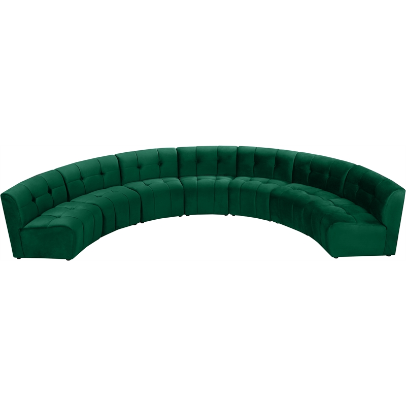 Maklaine 7-Piece Modular Contemporary Velvet Sectional Sofa in Green