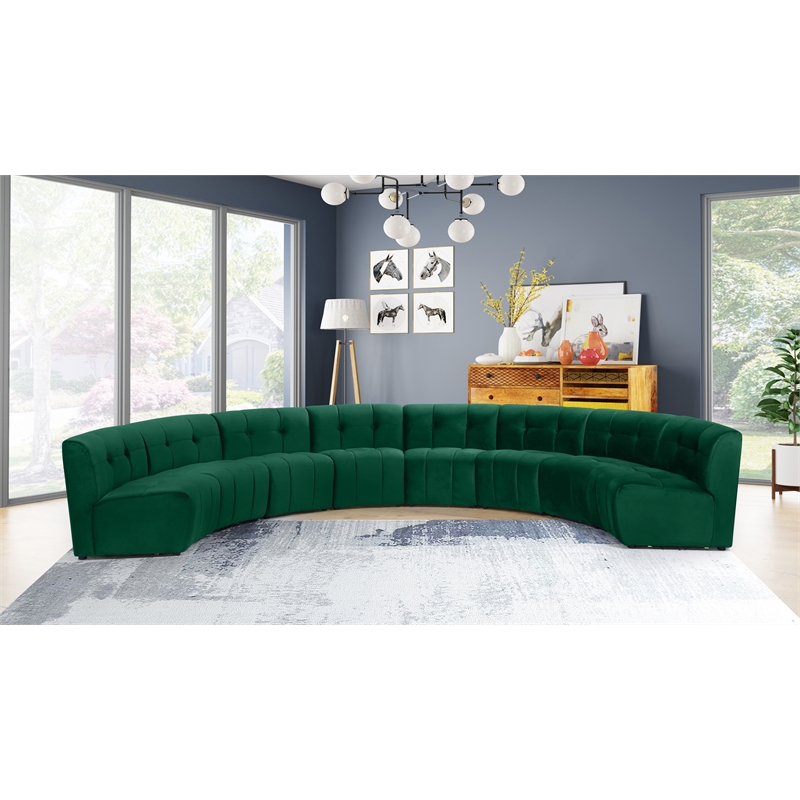 Maklaine 8-Piece Modular Contemporary Velvet Sectional Sofa in Green