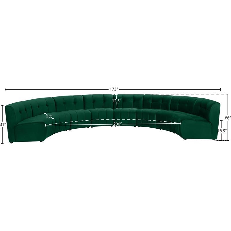 Maklaine 8-Piece Modular Contemporary Velvet Sectional Sofa in Green