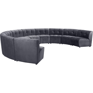 Maklaine 10-Piece Modular Contemporary Velvet Sectional Sofa in Gray