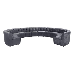 Maklaine 12-Piece Modular Contemporary Velvet Sectional Sofa in Gray