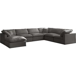 Maklaine Contemporary Standard Gray Velvet Modular Sectional Sofa