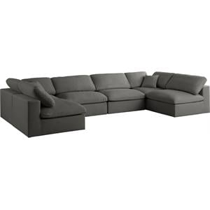 Maklaine Contemporary Grey Velvet Standard Modular Sectional Sofa