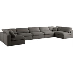 Maklaine Contemporary Grey Velvet Standard Modular Sectional Sofa