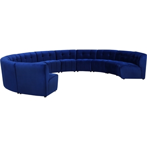 Maklaine 11-Piece Modular Contemporary Velvet Sectional Sofa in Navy